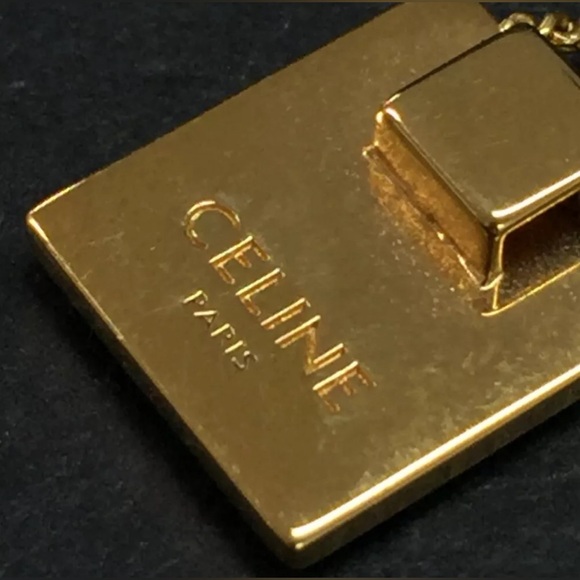 CELINE Alphabet M Gold Tone Pendant Necklace - Picture 7 of 7